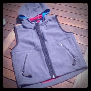 GAP S grey boy's fleece hooded vest EUC